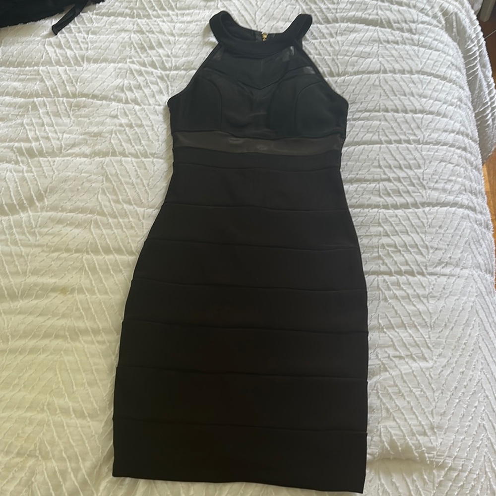 Halter top black bodycon dress